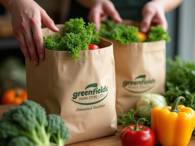 Biodegradable packaging bags with fresh vegetables inside Next Hub Solutions
